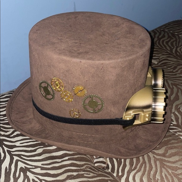 Steampunk Brown Top Hat with Goggles - Picture 4 of 7